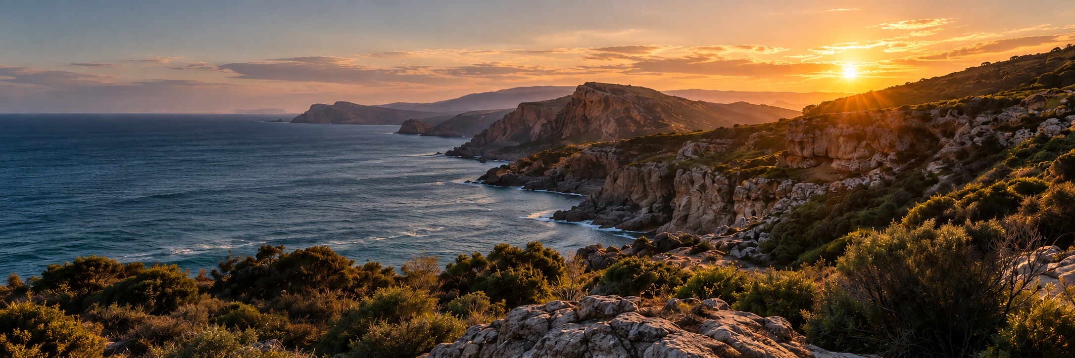 Australian coastal cliffs at sunset